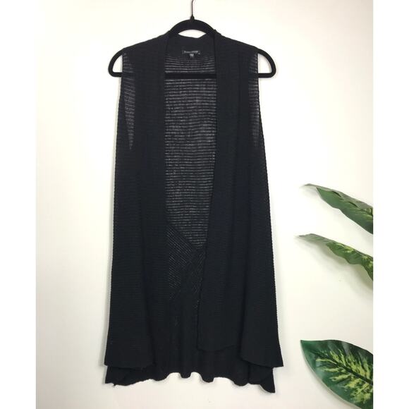 Eileen Fisher Womens Black Open Waterfall Sweater Sleeveless Large Classic - Picture 1 of 9